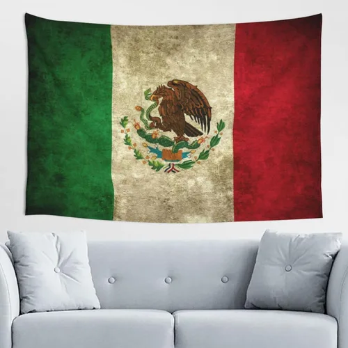 Miniatura 20 de JUHIOPOI Tapiz de pared con bandera de México, arte nocturno mexicano para decoración de pared lateral de dormitorio, (60 x 40 pulgadas)