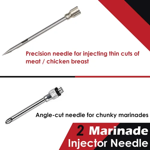 Miniatura 2 de Baster de acero inoxidable para pavo con cepillo de limpieza, jeringa de grado alimenticio para cocinar y rociar con 2 agujas inyectoras de adobo