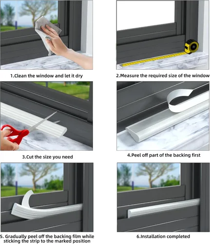 Miniatura 8 de 1 paquete*9.8 pies de cinta adhesiva en forma de cuña de espuma para sellado de ventanas y puertas, relleno de espacio para el marco exterior