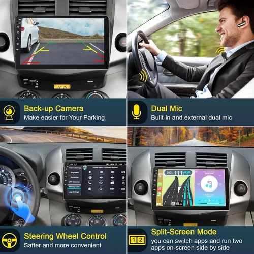 Miniatura 6 de Radio estéreo de coche 4G+64G para Toyota RAV4 2007-2012, Carplay inalámbrico y Android Auto con Android 13 compatible con Bluetooth/Control