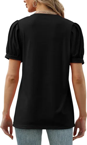 Miniatura 4 de Geifa Camisetas de verano para mujer, manga corta, cuello en V, holgadas, casuales