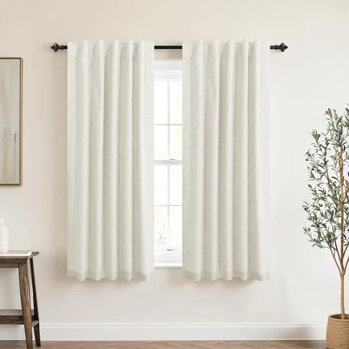 Miniatura 3 de KOUFALL - Cortinas de medio estilo francés de lino para ventana, juego de 2 cortinas cortas de 40 pulgadas de longitud, para privacidad, cortinas