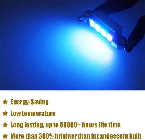 Miniatura 7 de Bombillas LED Festoon 6411 6418 C5W de 9 a 30 V extremadamente brillantes, sin errores, 1.5 pulgadas, 1.417 in para luces de cúpula de mapa