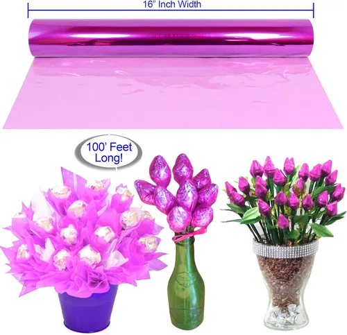 Miniatura 2 de AnapoliZ Rollo de celofán para envolver lavanda, 100 pies de largo x 16 pulgadas de ancho, lavanda transparente de 2.3 mil de grosor, para regalos