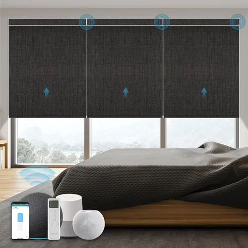 Miniatura 42 de Persiana Motorizada, Compatible con Homekit Thread-Enabled, Persianas Inteligentes 100% Opacas con Control Remoto, Persiana Enrollable Eléctrica