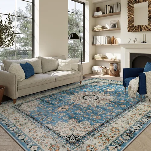 Miniatura 71 de Lahome Alfombra tribal bohemia de 2 x 3 pies, alfombra verde pequeña para entrada, suave, antideslizante, lavable, alfombra de baño bohemia de pelo