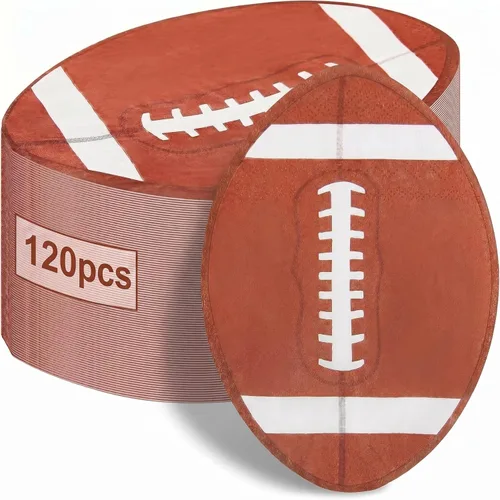 Geyee Paquete de 120 servilletas de papel desechables para fiesta de fútbol, vajilla de cóctel con forma de fútbol para cumpleaños, deportes,
