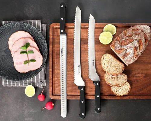 Miniatura 6 de Cuchillo de trinchar de 12 pulgadas con borde de Granton afilado para corte de carne y pavo de pechuga, hoja de acero inoxidable con mango