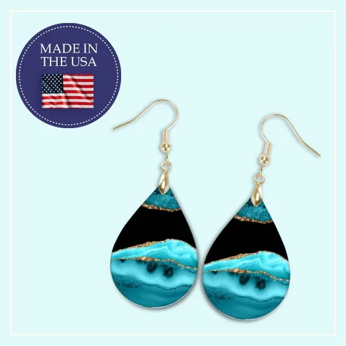 Miniatura 6 de Dangle Earrings for Women Colorful Dangling Drop Statement Jewelry Printed MDF Wood Teardrop Double Side Print Handmade by The Painted Pug
