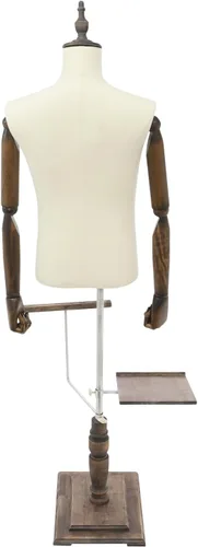 Miniatura 5 de Forma de vestido de maniquí masculino con soporte, cuerpo de maniquí de altura ajustable con estante desmontable para pantalones y soporte