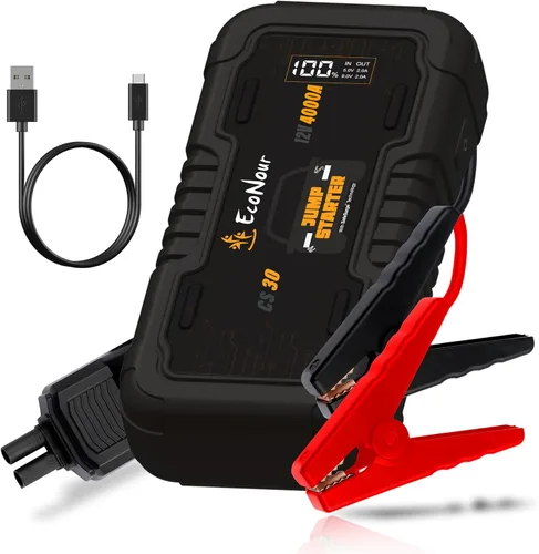 Miniatura 8 de EcoNour Arrancador de Batería para Auto Puente de Batería para Auto Paquete de Arrancador Portátil de 2500 A con Cable de Carga Ideal