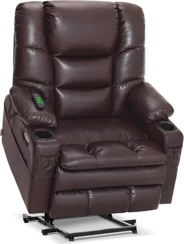 Miniatura 17 de MCombo Silla Reclinable Grande de Elevación con Triple Motor con Masaje y Calefacción Dual, Reposacabezas Ajustable para Personas Mayores Altas