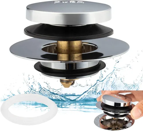 Miniatura 11 de Artiwell Tapón Universal de Drenaje de Baño Tip Toe y Cubierta, Tapón de Drenaje de Bañera, Reemplaza Desagües de Levantar y Girar, Tip-Toe y Níquel