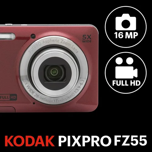 Miniatura 3 de Kodak PIXPRO FZ55-RD - Cámara digital de 16 MP con zoom óptico 5X, gran angular de 28 mm, video Full HD 1080P, pantalla LCD de 2,7 pulgadas para Rojo