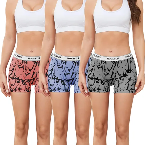 Molasus Calzoncillos tipo bóxer de algodón con entrepierna de 4.5 pulgadas para mujer, ropa interior y pantalón corto (regular y talla grande)