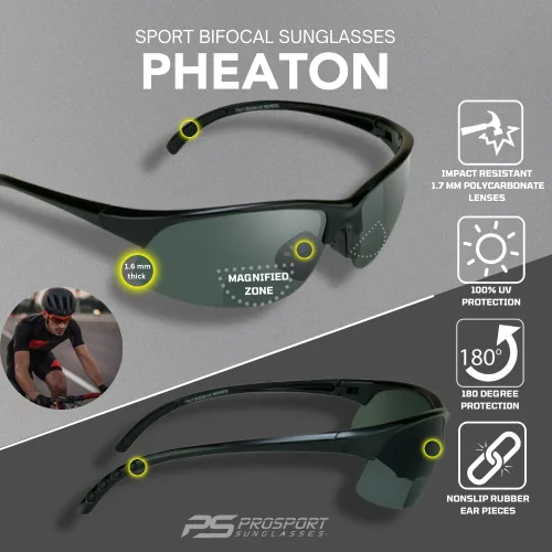 Miniatura 4 de proSPORT BIFOCAL - Lentes de sol tintados para hombre y mujer, alta definición, amarillo ámbar ahumado, +1.50 +1.75 +2.00 +2.25 +2.50 +3.00, Combo