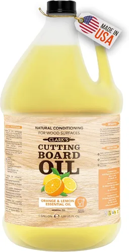 CLARK'S Aceite mineral para tabla de cortar, aceite mineral de grado alimenticio enriquecido con extractos de naranja y limón, penetra profundamente
