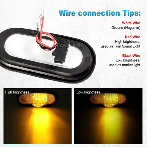 Miniatura 5 de Partsam 4 luces de marcador ámbar de señal de giro medio de 6 pulgadas, montaje de goma, 24 LED con lente reflejo universal sellado ámbar LED de 6