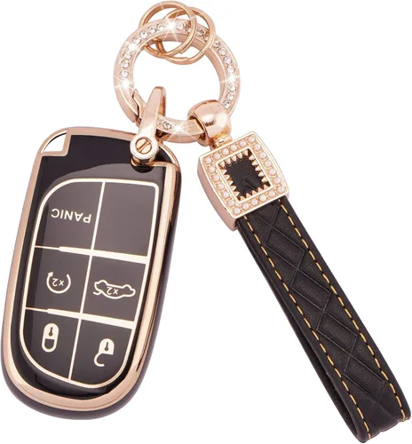 Miniatura 27 de Ekala para Honda Funda para Llavero con Llavero de Cuero, 5 Botones Carcasas de Teclas de TPU Suave Compatibles con Honda Civic Accord Pilot CR-V