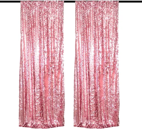 Miniatura 9 de JYFLZQ Cortinas de fondo de lentejuelas negras de 4 x 8 pies, 2 paneles de fondo de pared brillante, fondo de lentejuelas grandes con purpurina