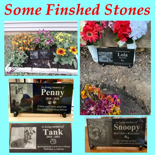 Miniatura 2 de ODB Piedras conmemorativas personalizadas para mascotas, piedra conmemorativa de jardín de granito negro grabada con foto, regalos para alguien que