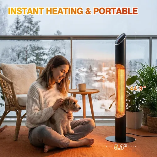 Miniatura 4 de Calentador eléctrico Outdoot independiente, calentador infrarrojo para exteriores e interiores, calentador de garaje eléctrico de 1500 W, control