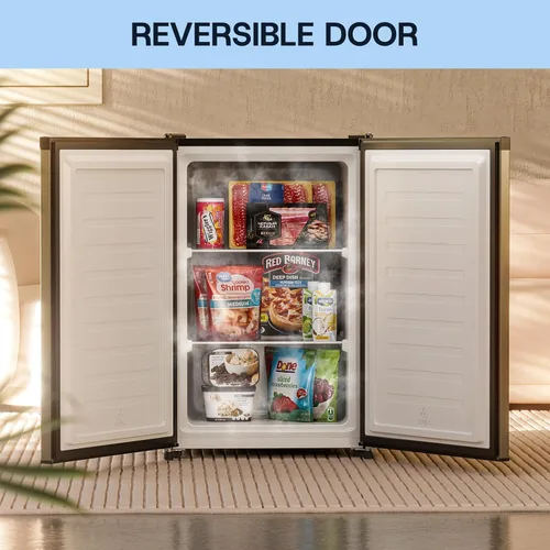 Miniatura 7 de Upstreman Mini congelador vertical pequeño de 3.0 pies cúbicos con puerta reversible, enfriamiento rápido, termostato de 5 niveles ajustable