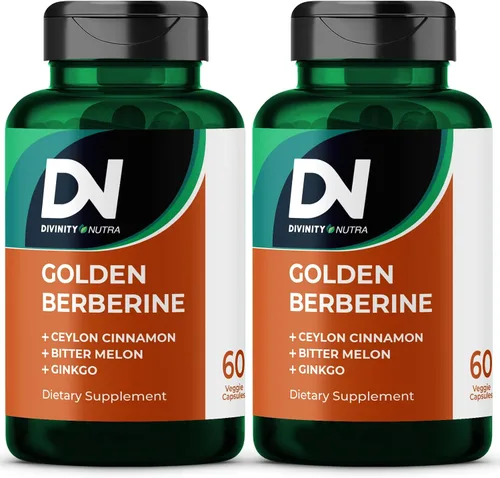 Miniatura 9 de Divinity Nutra Suplemento de berberina dorada 4 en 1 con canela, melón amargo ginkgo de Ceilán, 60 cápsulas fabricadas en Estados Unidos