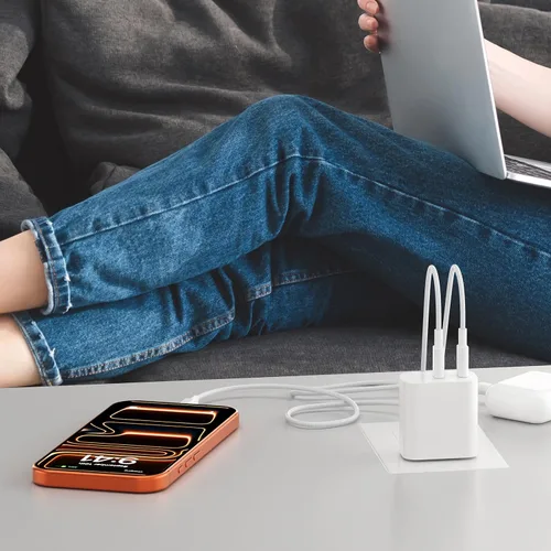 Miniatura 5 de Cargador rápido para 15, 16, 17 Pro Max, cable de carga USB C a C trenzado de nailon de 10 pies y bloque de carga rápida USB C de doble puerto de 20