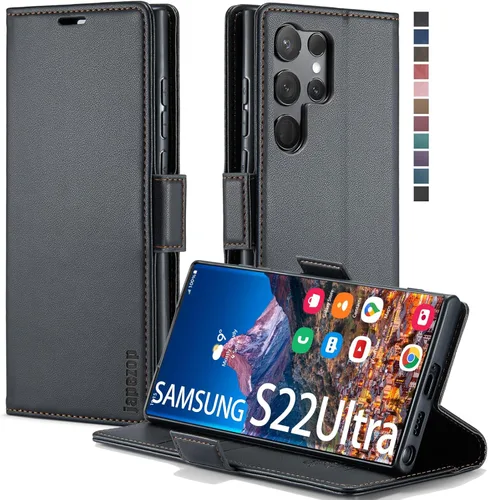 Miniatura 9 de Funda tipo cartera para Samsung Galaxy S22 5G con tarjetero y función atril, bloqueo magnético RFID, funda de piel con tapa para Galaxy S22 5G
