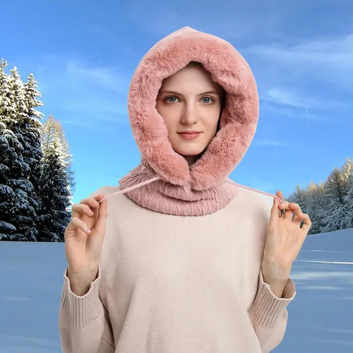 Miniatura 69 de HUAMULAN Gorro de invierno de una pieza para mujer, pasamontañas de forro polar, pasamontañas, máscara facial, bufanda, orejeras, esquí, nieve