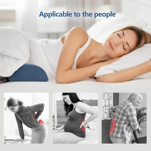 Miniatura 8 de Cozyhealth Almohada de apoyo lumbar para dormir, almohada lumbar calentada con calefacción de grafeno para aliviar el dolor de espalda baja, Azul