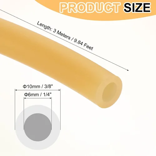 Miniatura 2 de uxcell Tubo de goma de látex natural, 1/4 pulgadas de diámetro interior x 3/8 pulgadas de diámetro exterior de 9.8 pies, manguera de goma elástica