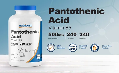 Miniatura 4 de Nutricost Ácido pantoténico (vitamina B5) 500 mg, 240 cápsulas (2 botellas)