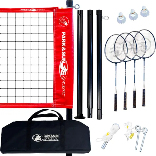 Park & Sun Sports Sistema portátil de red de bádminton al aire libre con bolsa de transporte y accesorios: Serie deportiva