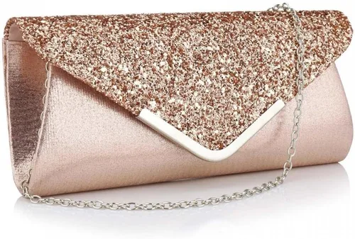 jessie Bolso de mano para mujer, bolso de noche con purpurina brillante para bodas y fiestas