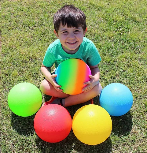 Miniatura 2 de Toys+ Dodgeball - Juego de pelotas de kickball de tamaño oficial, Dodge Ball, balonmano, cuatro cuadrados (paquete de 5 + bomba)