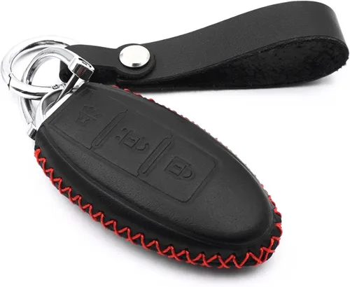 Funda de cuero inteligente con 3 botones para llavero Infiniti EX35 FX35 QX50 QX70 Nissan Versa Rogue Pathfinder 370Z Armada Juke Murano Titan Negro