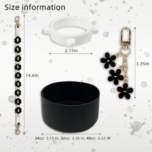 Miniatura 4 de Juego de fundas de silicona para botella de agua Owala de 24 oz, 32 oz, 40 oz - Incluye funda antideslizante y correa con asa para botella de agua