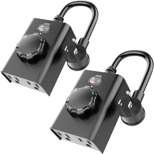 Miniatura 8 de New One Temporizador con sensor de luz para exteriores, impermeable, temporizador de atardecer a amanecer, 2 tomas de tierra, interruptor de enchufe