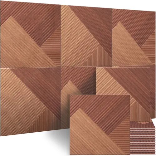 BUBOS Paneles Acústicos Grandes, Paquete de 6 Paneles de Pared Insonorizados con Estampado de Patrón de Madera, Tamaño Total de 70.8 x 47.2 Tejido