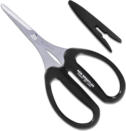 CANARY Tijeras multiusos resistentes de 6.5 pulgadas [hoja recta] fabricadas en Japón, hoja de acero inoxidable japonesa afilada, color negro