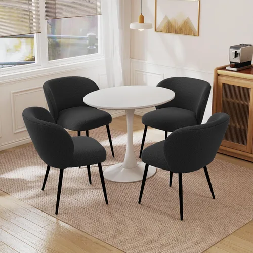 Miniatura 11 de Juego de 2 sillas tapizadas de tela, sillas de tocador de maquillaje, sillas decorativas modernas, sillas de comedor con patas de metal para cocina