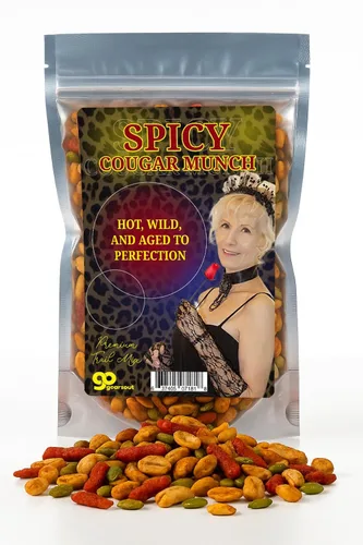 Mezcla de condimentos picantes Cougar Munch - Divertido diseño de abuela caliente - Regalos comestibles para hombres - Mezcla picante, hecha en los
