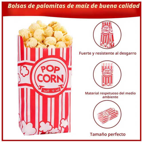 Miniatura 3 de VOISEN Bolsas de Papel para Palomitas de Maíz, Paquete de 100 Bolsas de Palomitas de Maíz de 1 oz Porciones Individuales, Bolsas de Palomitas