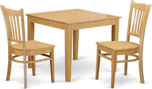 Miniatura 7 de East West Furniture OXGR3-LWH-W Oxford - Juego moderno de 3 piezas que contiene una mesa cuadrada de madera y 2 sillas de comedor, 36 x 36 pulgadas