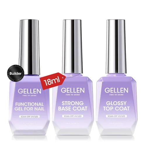 Miniatura 11 de GELLEN 20 ml de gel base y capa superior, capa superior brillante libre de hema y capa base para esmalte de uñas de gel, esmalte de uñas