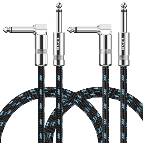 Miniatura 20 de Cable de Guitarra de 6 Pies Cable de Instrumento para Guitarra Eléctrica y Bajo, Teclado - Cable AMP de Ángulo Recto de 1/4 Pulgada, Negro