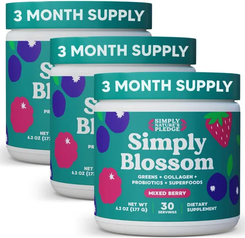 Miniatura 8 de Simply Blossom Nutrition Daily Greens & Superfood Powder + Colágeno + Probióticos para la salud digestiva de las mujeres y alivio de la hinchazón.