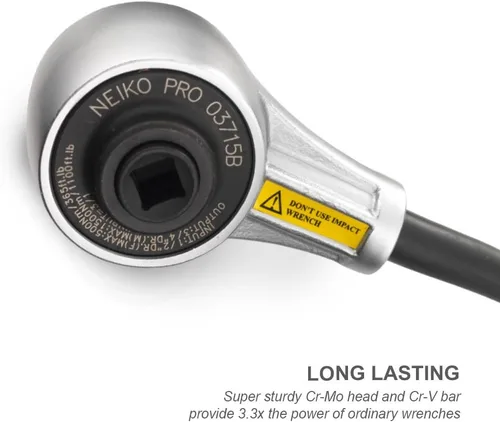 Miniatura 6 de NEIKO PRO 03715B Llave dinamométrica de accionamiento de 1/2 pulgada, llave multiplicadora de torque resistente de 1100 libras-pie, Cr-Mo